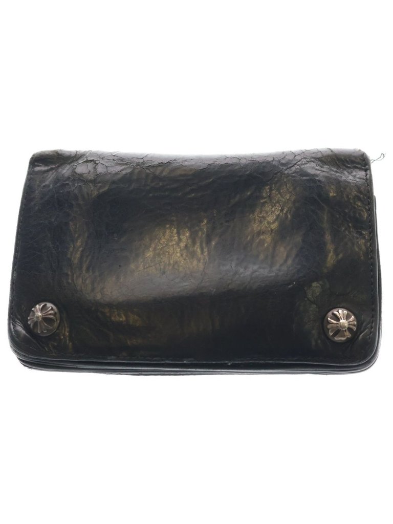 Chrome Hearts Cross Ball Button Leather Wallet Black